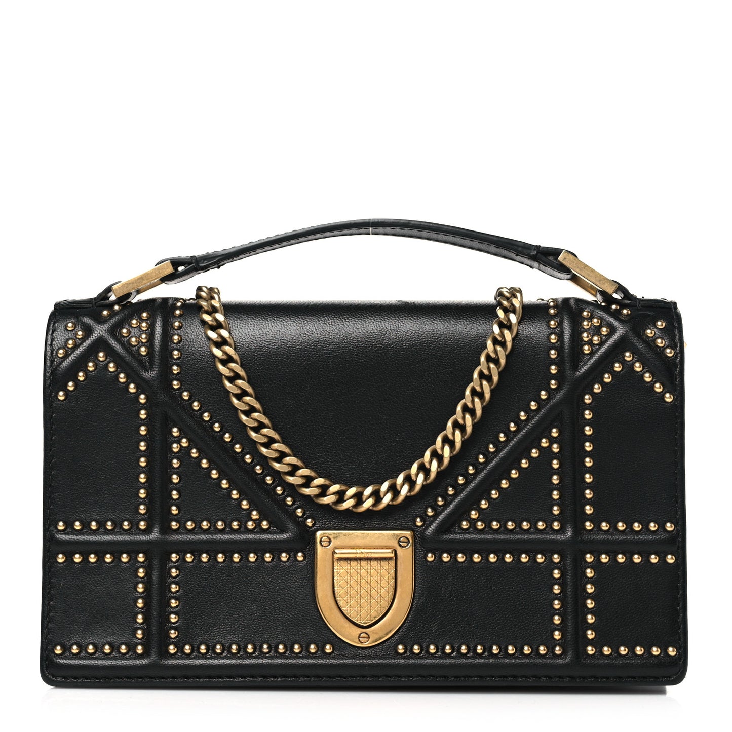 Patent Studded Diorama Flap Bag Black