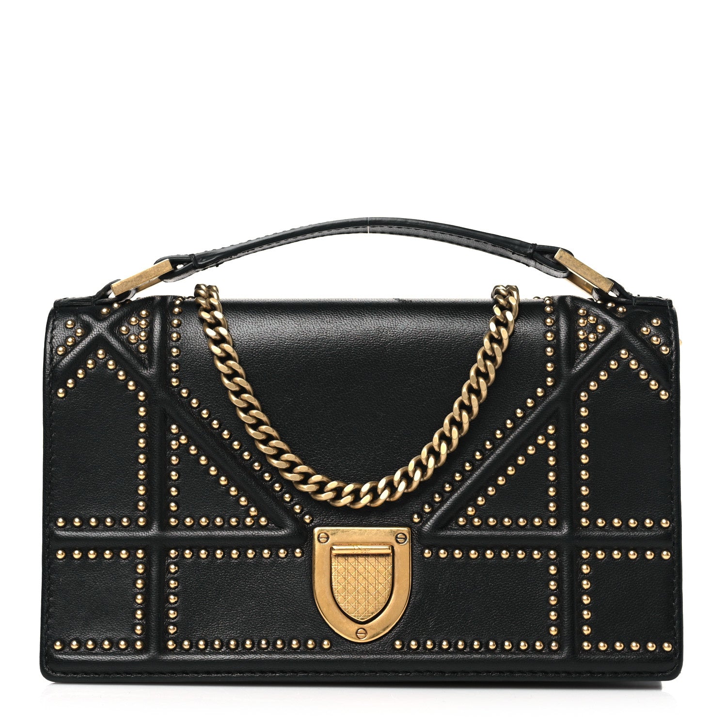 Christian Dior Patent Studded Diorama Flap Bag Black 1 of 10