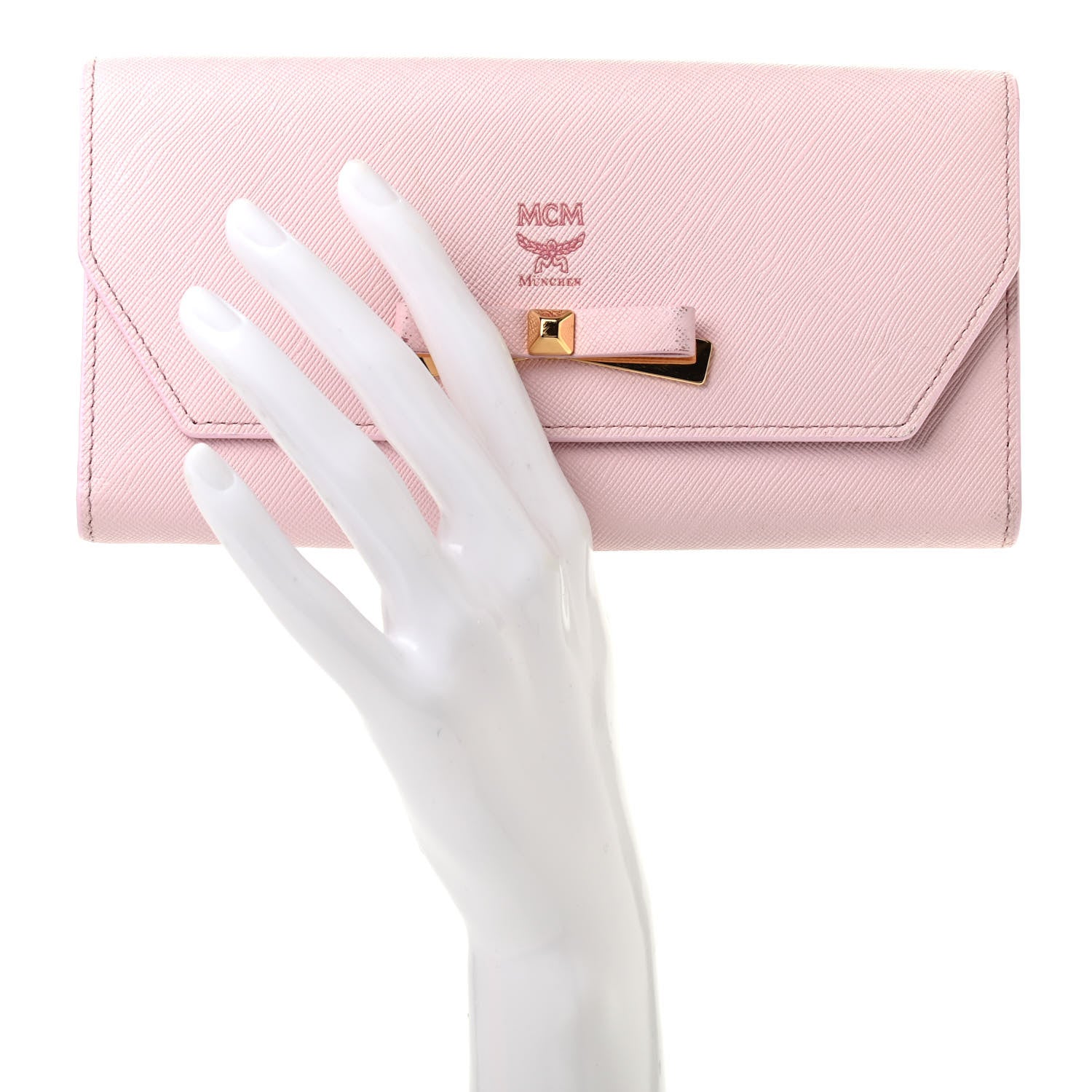 MCM Grained Calfskin Mina Long Wallet Pink 2 of 7