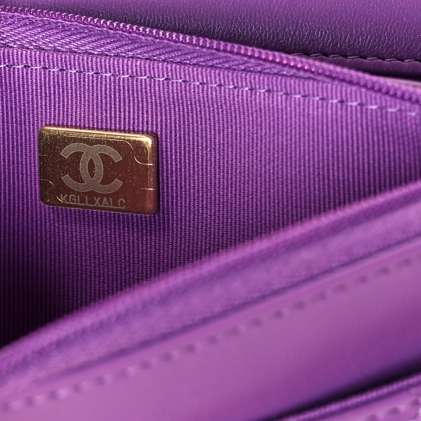 Lambskin Quilted Wallet On Chain WOC Purple