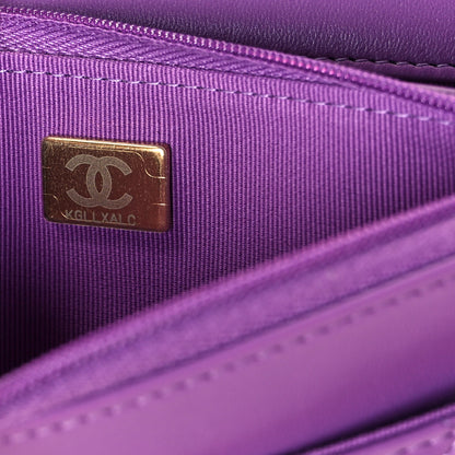 Chanel Lambskin Quilted Wallet On Chain WOC Purple 11 of 16