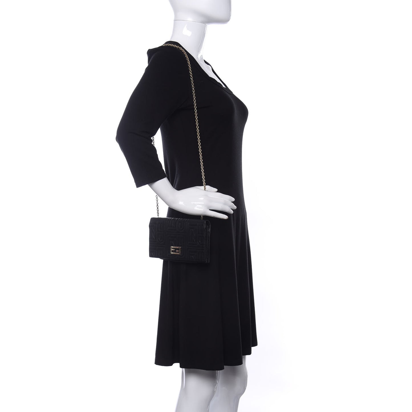 Nappa Logo Embossed Long Wallet On Chain Black