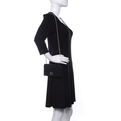 Fendi Nappa Logo Embossed Long Wallet On Chain Black 2 of 11