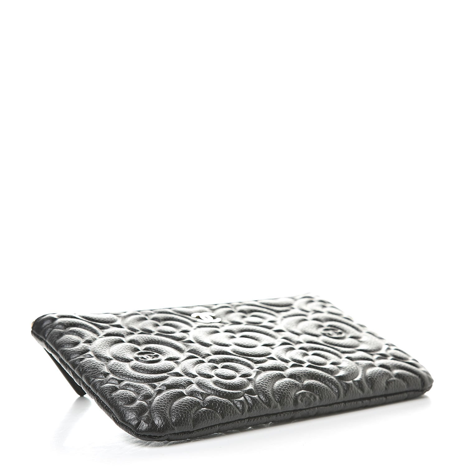 Chanel Caviar Camellia Embossed Small Pouch Black 4 of 8