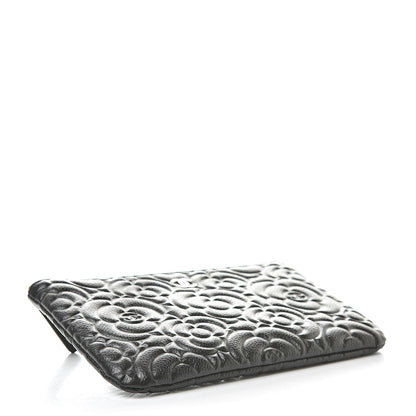 Chanel Caviar Camellia Embossed Small Pouch Black 4 of 8