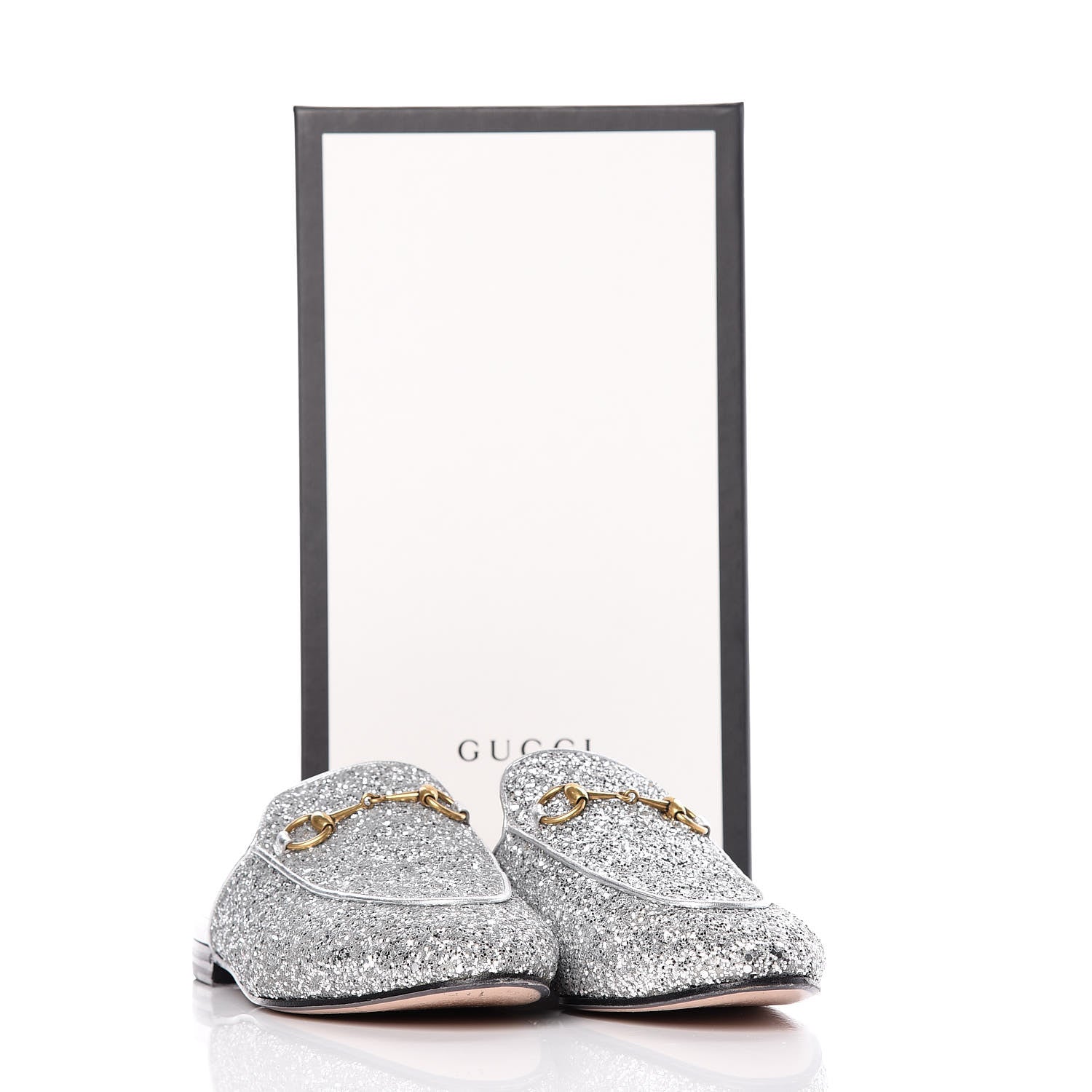 Gucci Glitter Womens Princetown Slippers 38 Silver 11 of 11