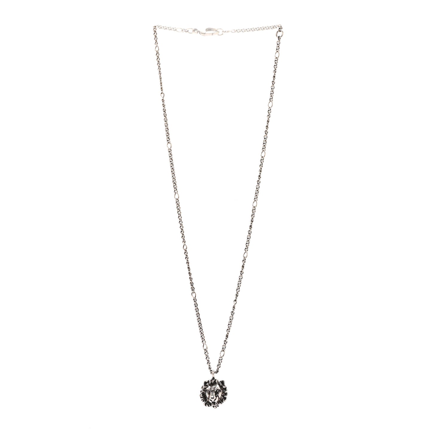 Metal Lion Head Necklace Silver