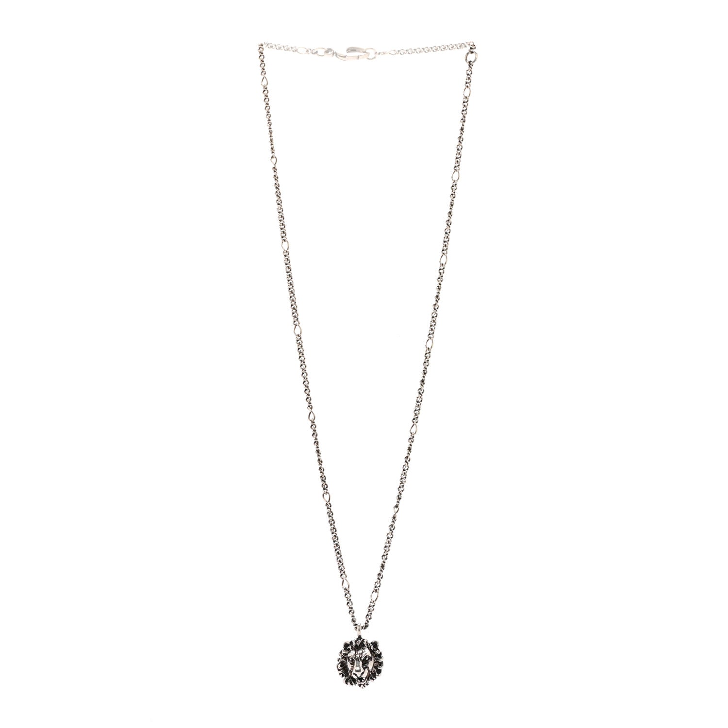Gucci Metal Lion Head Necklace Silver 3 of 8