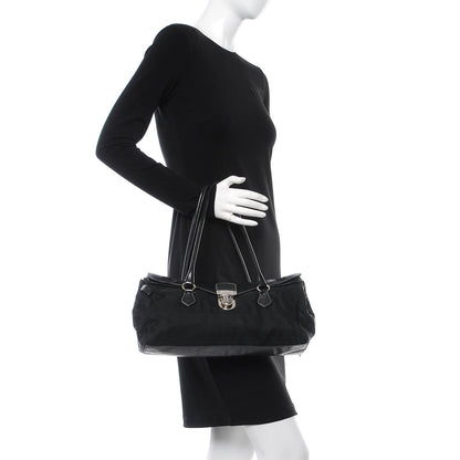 Prada Buffalo Tessuto Foldover Pushlock Satchel Black 2 of 6