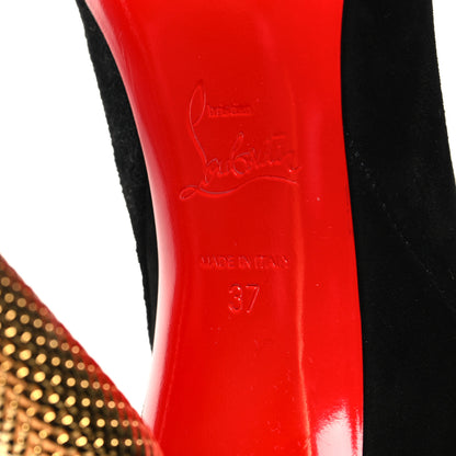 Christian Louboutin Veau Velours Lipbotta 100 Over The Knee Boots 37 Black Gold 6 of 6