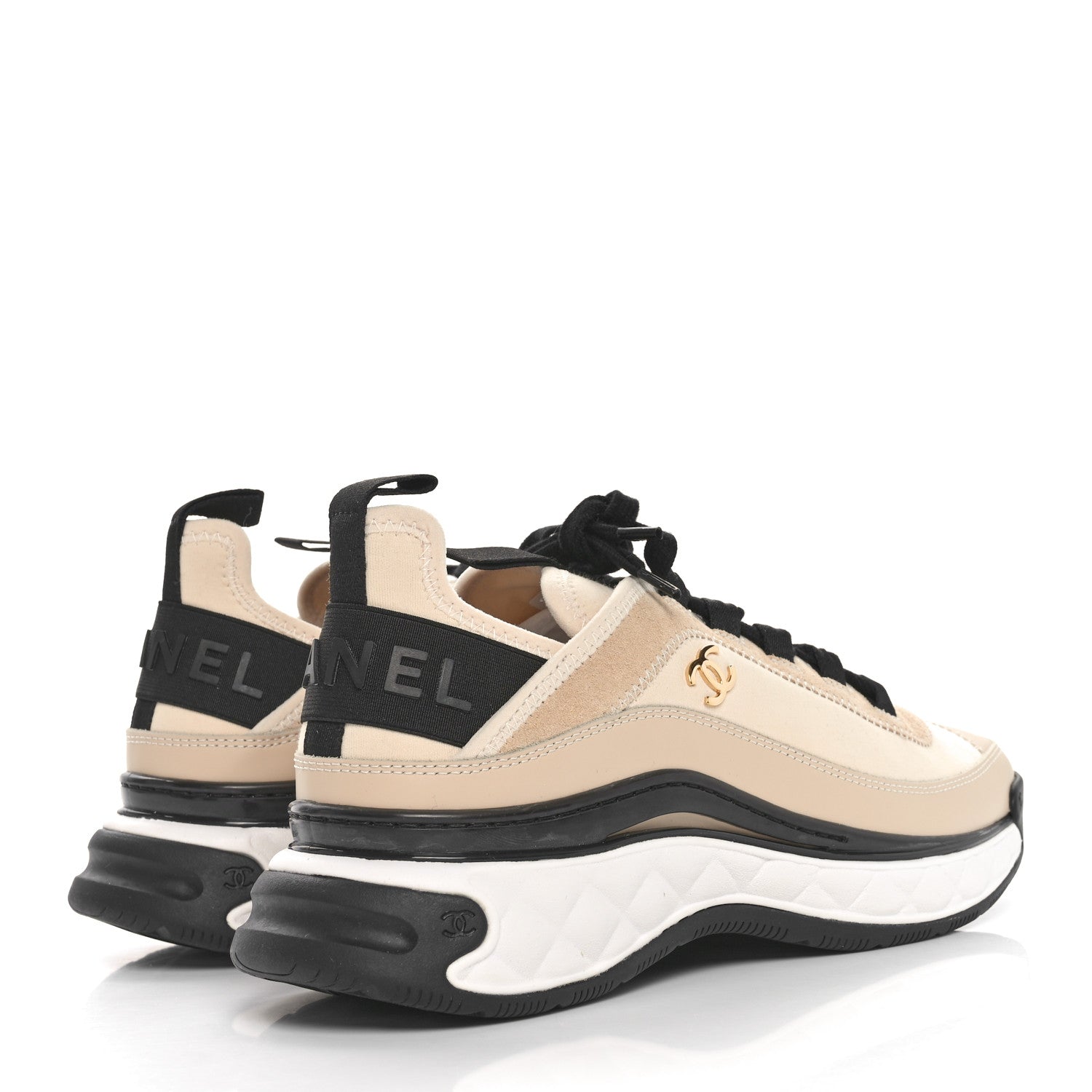 Chanel Velvet Calfskin Mixed Fibers CC Sneakers 39 Beige 4 of 9