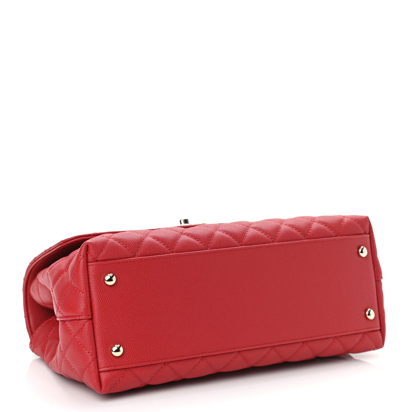 Caviar Lizard Embossed Quilted Small Coco Handle Flap Red
