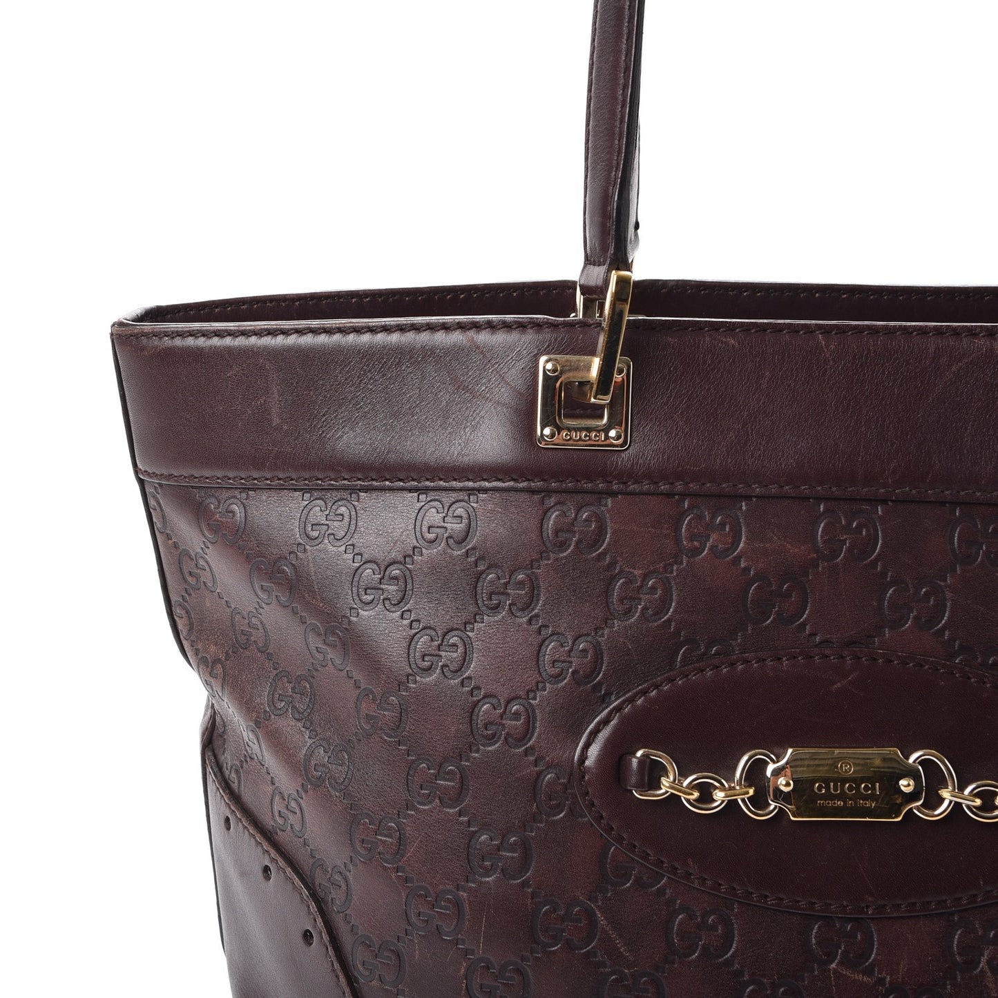 Guccissima Large Punch Tote Chocolate Brown