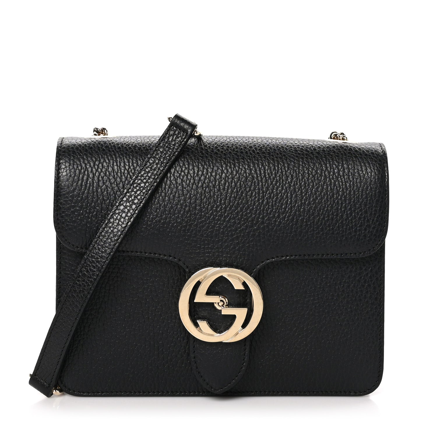 Dollar Calfskin Small Interlocking G Shoulder Bag Black