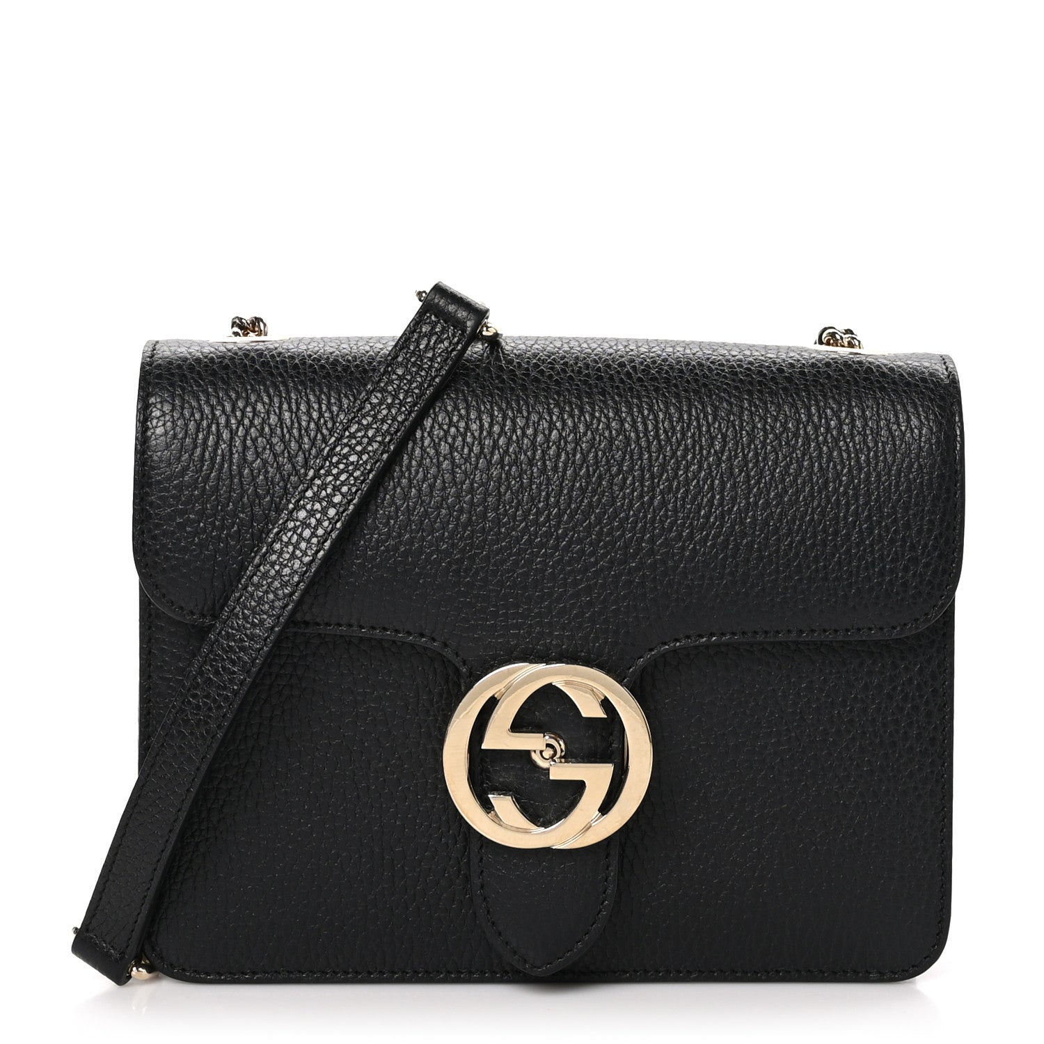 Gucci Dollar Calfskin Small Interlocking G Shoulder Bag Black 1 of 12