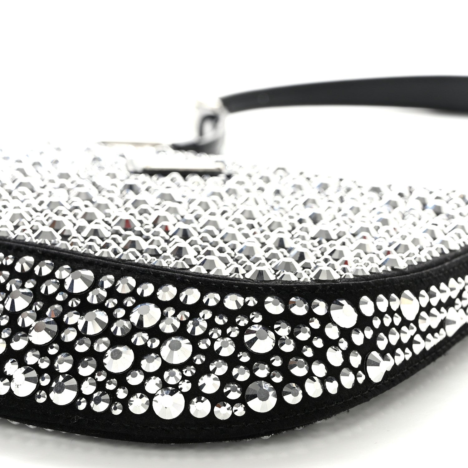 Prada Satin Crystal Cleo Adjustable Strap Shoulder Bag Metal 10 of 10