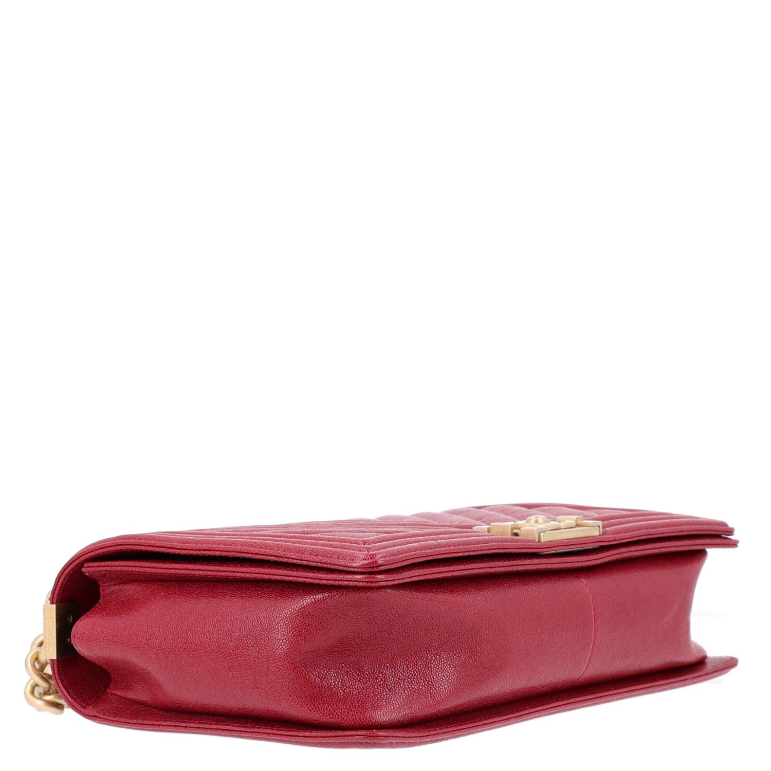 Chanel Caviar Chevron Quilted Medium Boy Flap Red 4 of 10