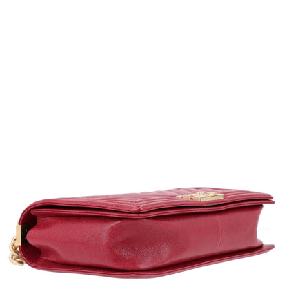 Chanel Caviar Chevron Quilted Medium Boy Flap Red 4 of 10