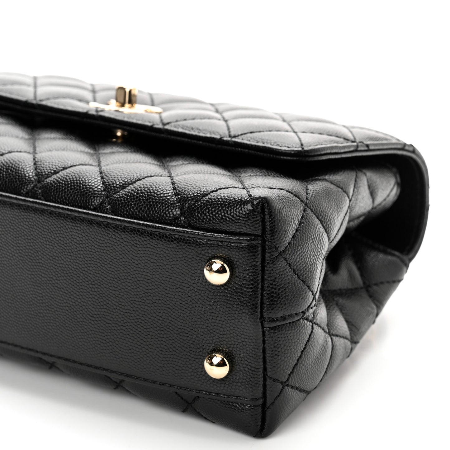 Caviar Quilted Mini Coco Handle Flap Black