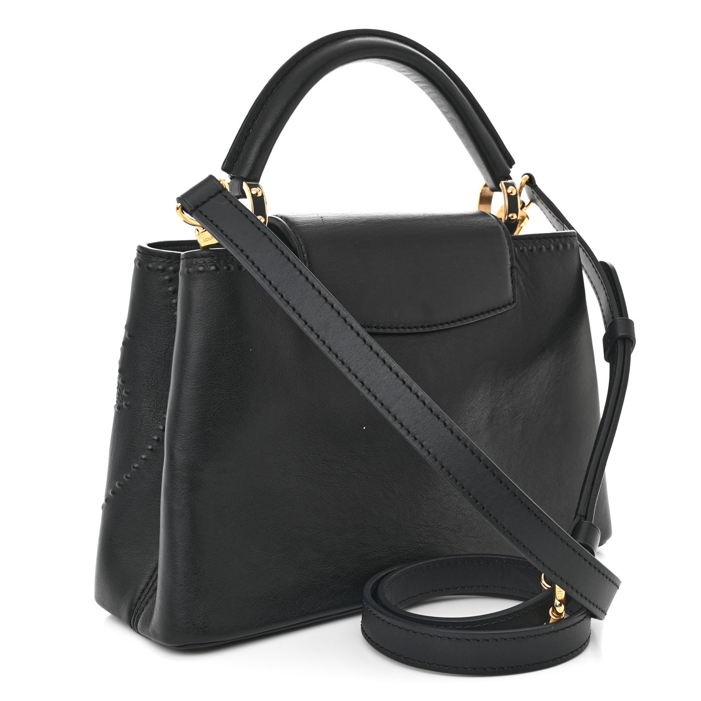 Calfskin Studded Flower Capucines BB  Black