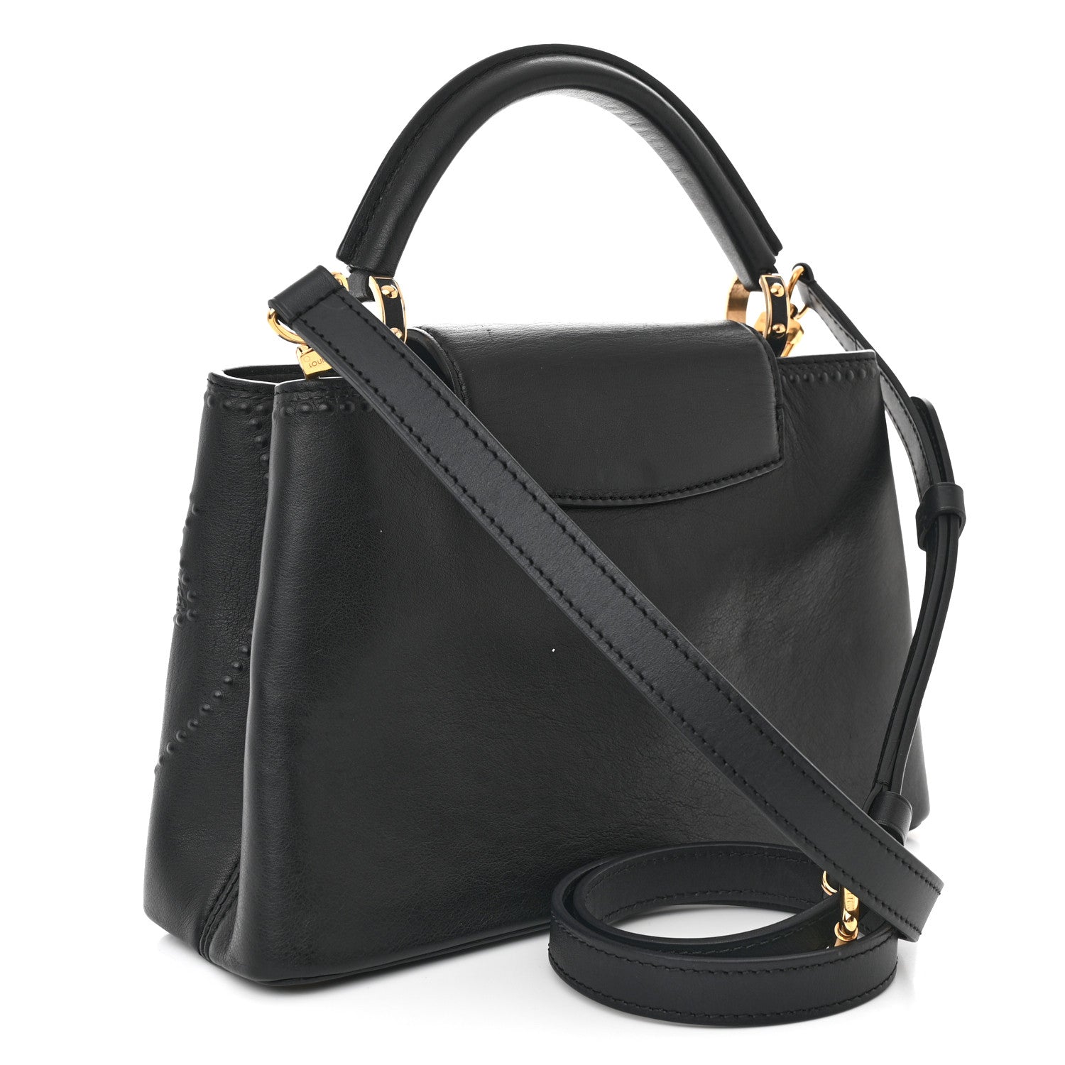 Louis Vuitton Calfskin Studded Flower Capucines BB  Black 3 of 10