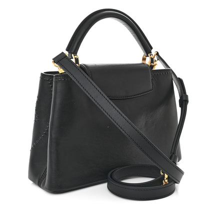 Louis Vuitton Calfskin Studded Flower Capucines BB  Black 3 of 10