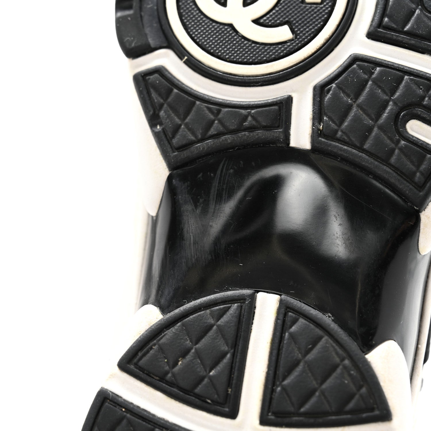 Chanel Mesh Suede Grained Calfskin Womens CC Sneakers 37.5 White Black 7 of 18