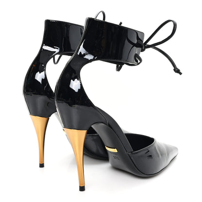 Gucci Vitello Vernice Soft Nappa Priscilla Ankle Cuff Pumps 37.5 Black 5 of 10