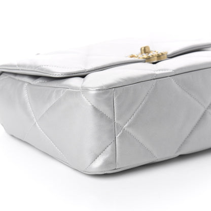 Chanel Metallic Goatskin Quilted Large 19 Flap Silver 8 of 9