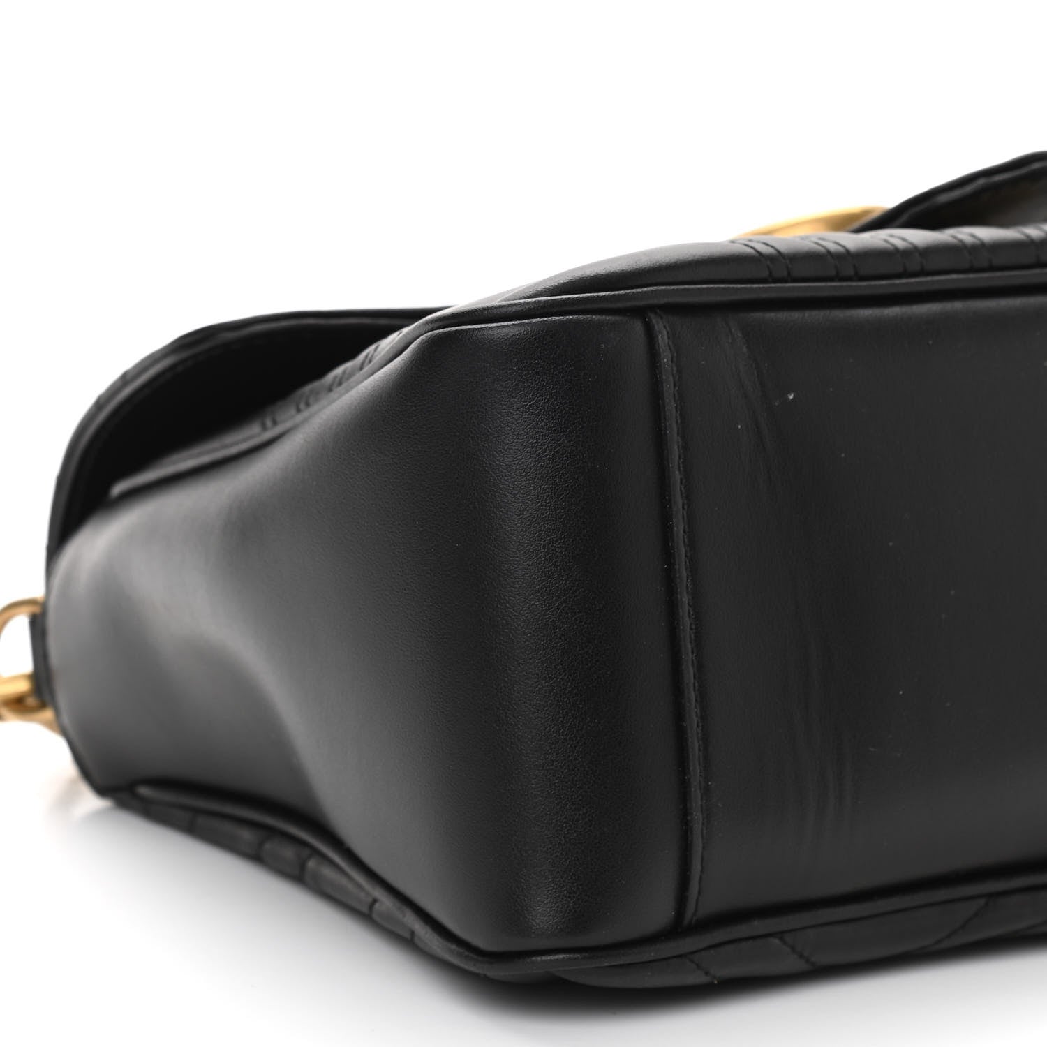 Gucci Calfskin Matelasse Small GG Marmont Top Handle Shoulder Bag Black 9 of 10