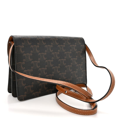 Celine Triomphe Canvas Lambskin Wallet On Strap Tan 3 of 21