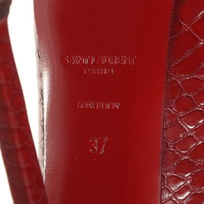 Saint Laurent Calfskin Crocodile Embossed Tribute Two 105 Platform Pumps Rouge Orient 6 of 7