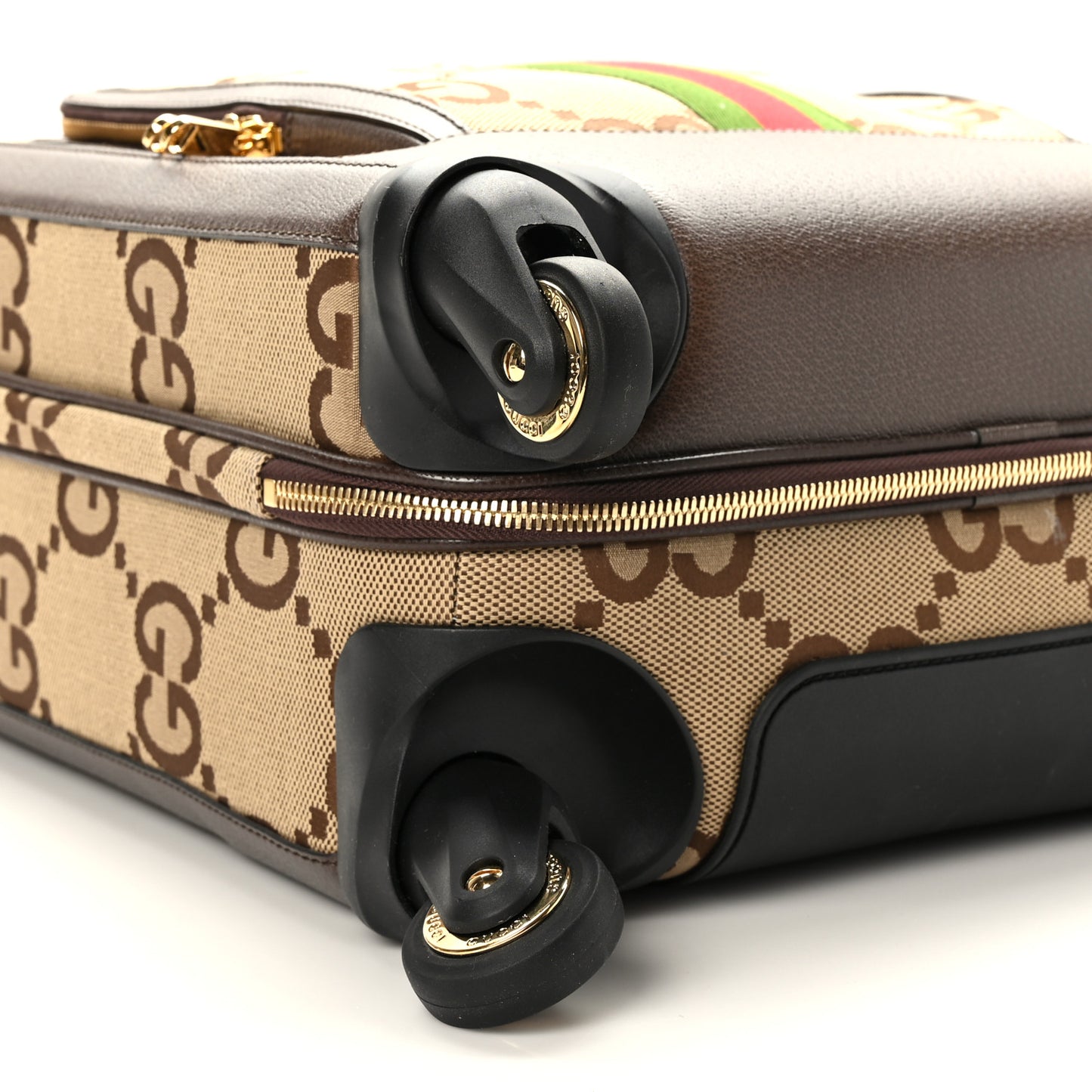 Monogram Jumbo GG Textured Dollar Calfskin Web Small Savoy Cabin Trolley Camel Ebony New Acero