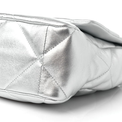 Chanel Metallic Lambskin Quilted Large Chanel 19 Flap Silver 9 of 10