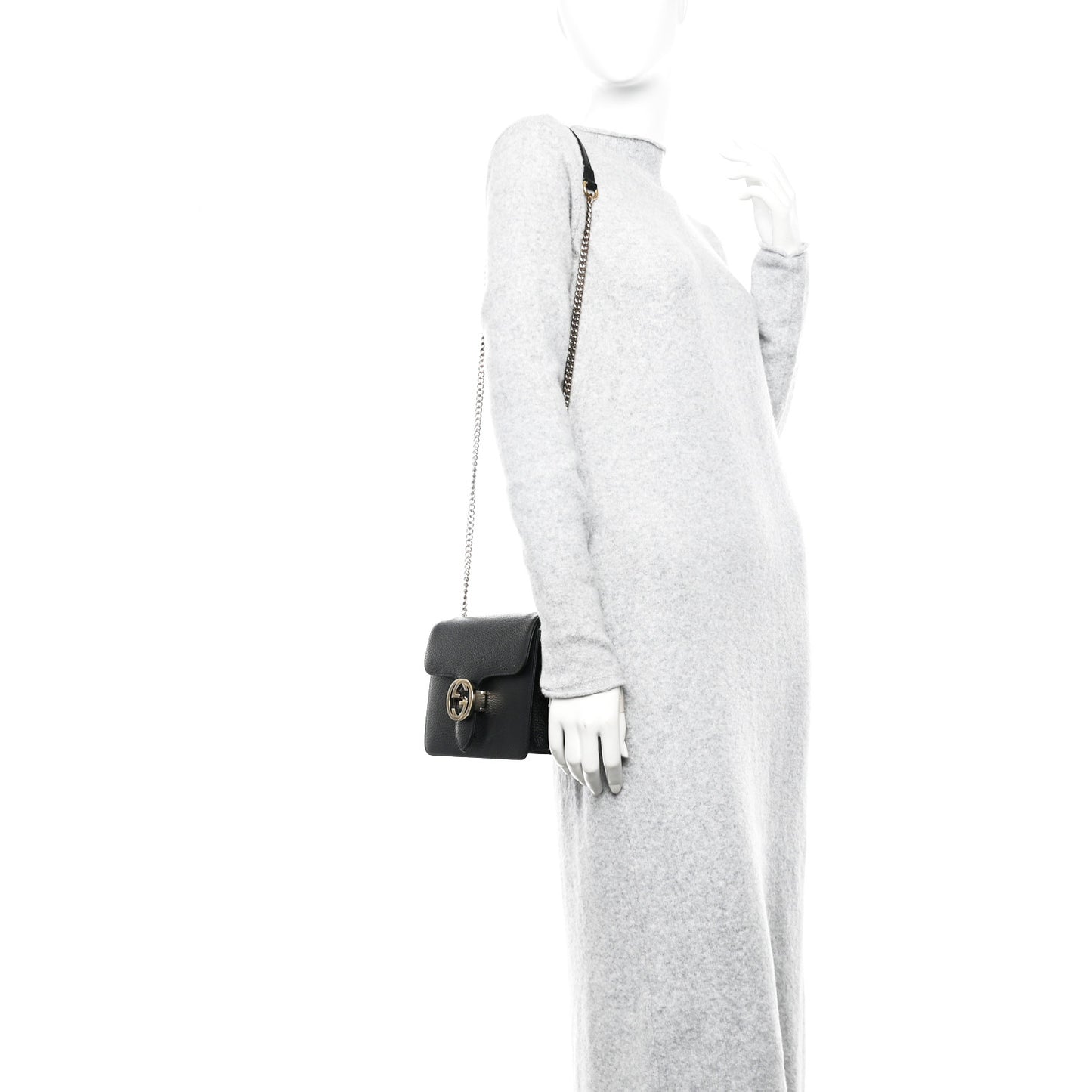 Dollar Calfskin Small Interlocking G Shoulder Bag Black