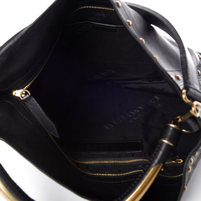 Burberry Calfskin Studded Medium Sampson Hobo Black 8 of 11