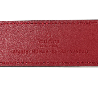 Gucci GG Supreme Monogram Plutone Calfskin Enamel Double G 30mm Belt 85 34 New Cherry Red 5 of 5