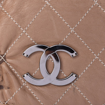 Chanel Lambskin Contrast Stitch Small Surpique Accordion Flap Beige 17 of 17