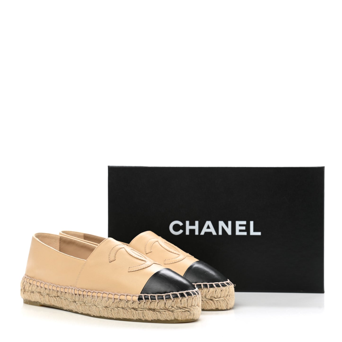 Lambskin CC Espadrilles 36 Beige Black