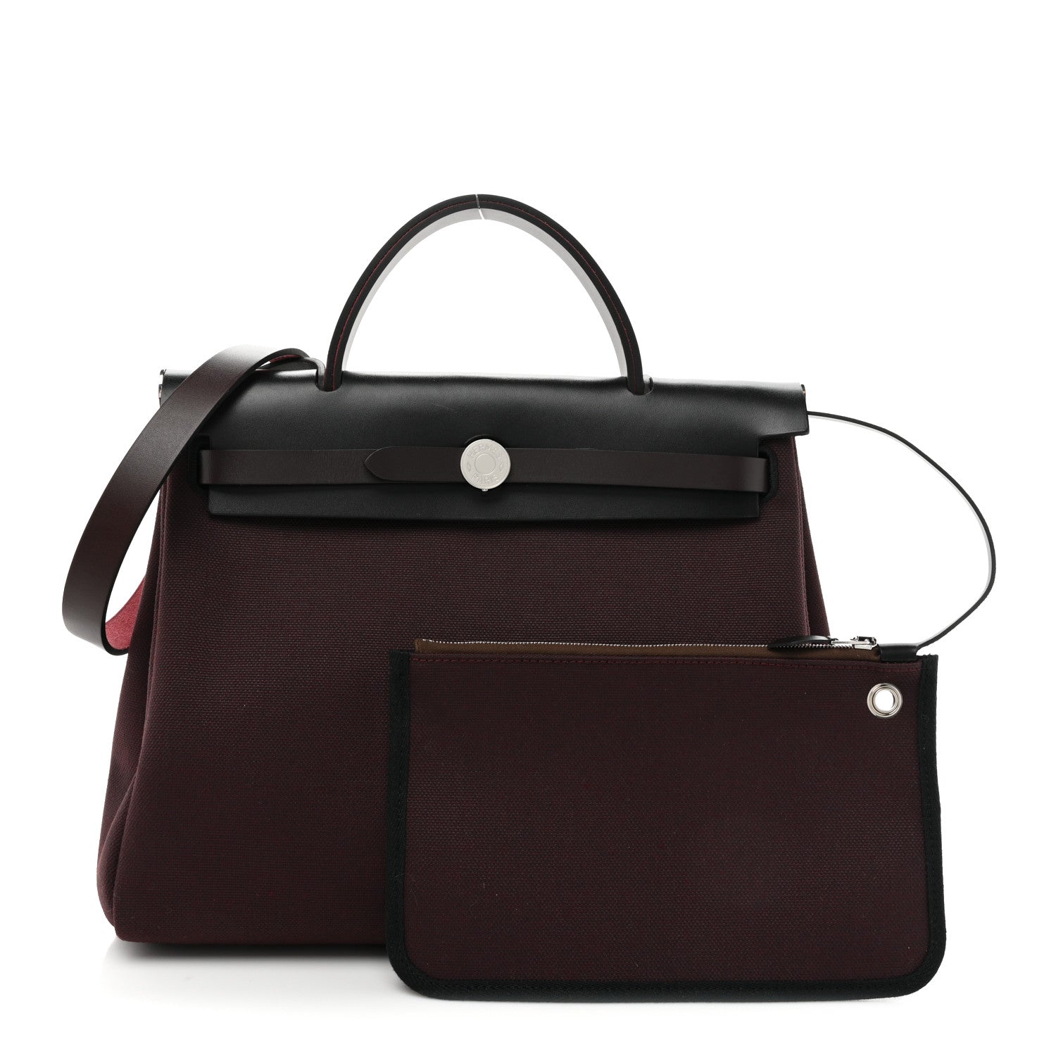 Hermes Military Toile Vache Hunter Herbag Zip PM 31 Rouge Sellier Ebene Black 3 of 15