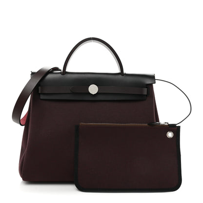 Hermes Military Toile Vache Hunter Herbag Zip PM 31 Rouge Sellier Ebene Black 3 of 15