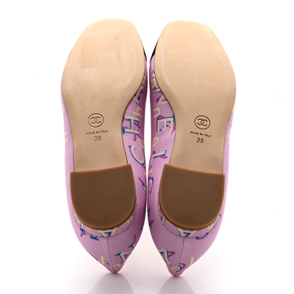 Chanel Fabric Grosgrain CC Flats 39 Pink Beige Black 5 of 9