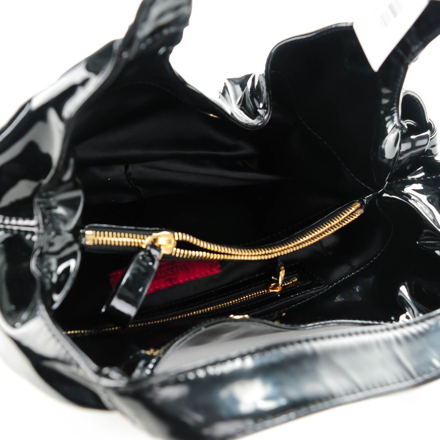 Patent Lacca Mini Nuage Bow Hobo Black