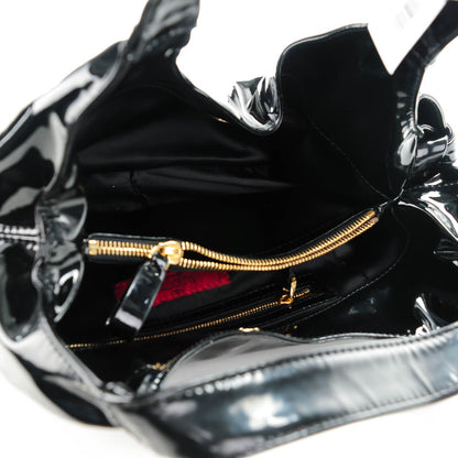 Valentino Garavani Patent Lacca Mini Nuage Bow Hobo Black 5 of 7