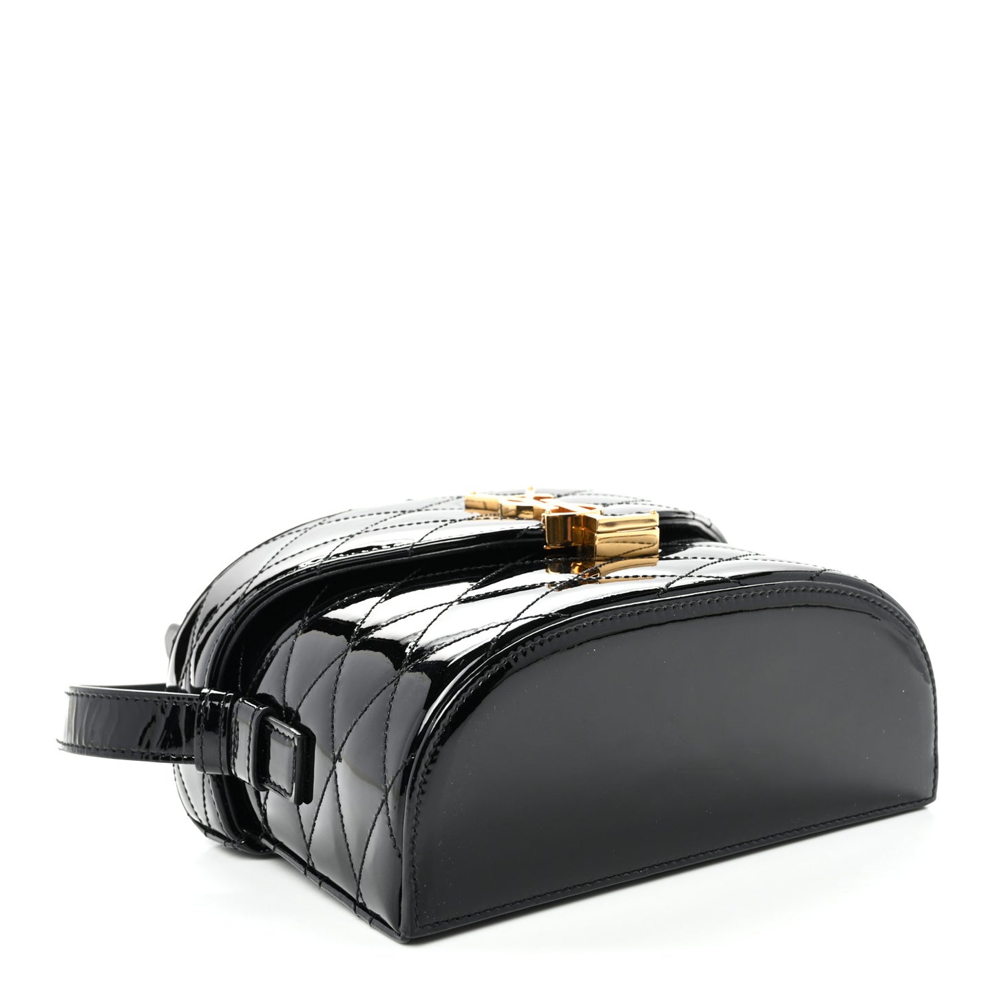 Patent Matelasse Monogram June Box Bag Black