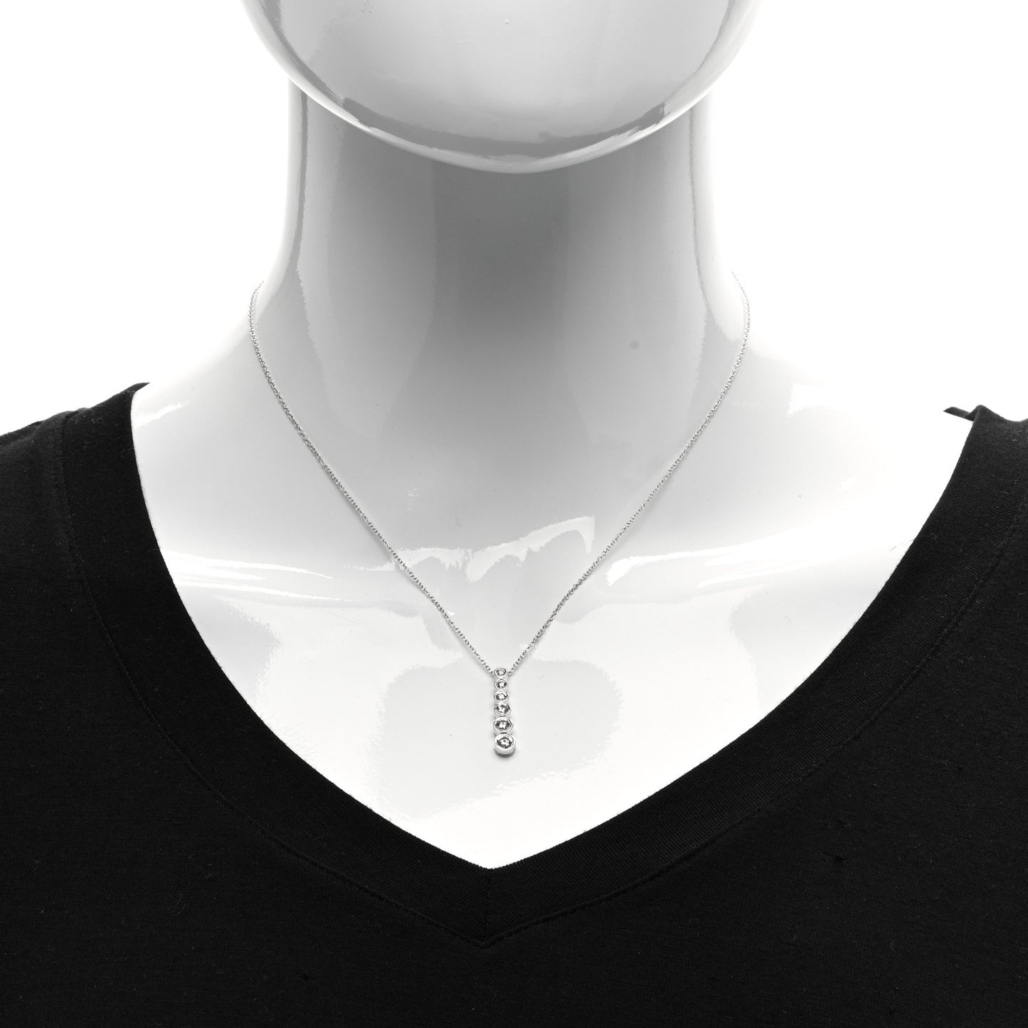 Platinum Diamond Jazz Graduated Drop Pendant Necklace