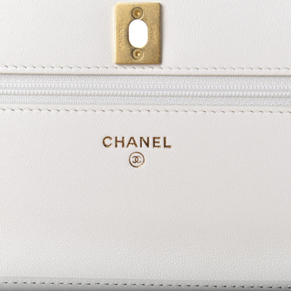Chanel Lambskin Quilted CC Pearl Crush Wallet on Chain WOC White 7 of 11