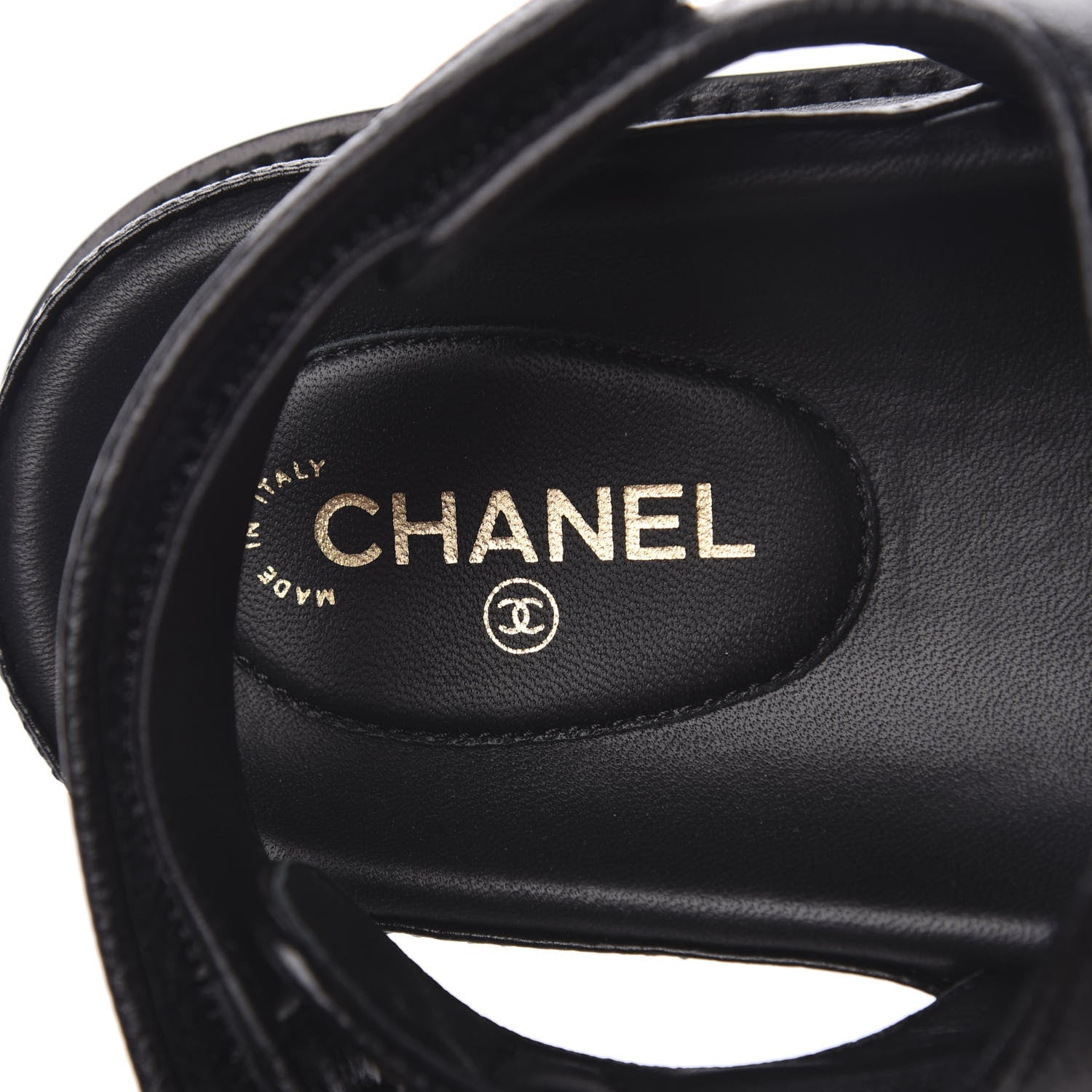 Chanel Grained Calfskin Velcro Dad Sandals 38.5 Black 7 of 9