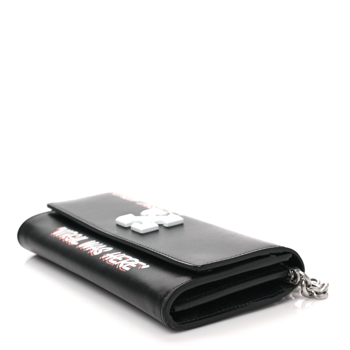 Calfskin Jitney Logo Flap Wallet On Chain Black