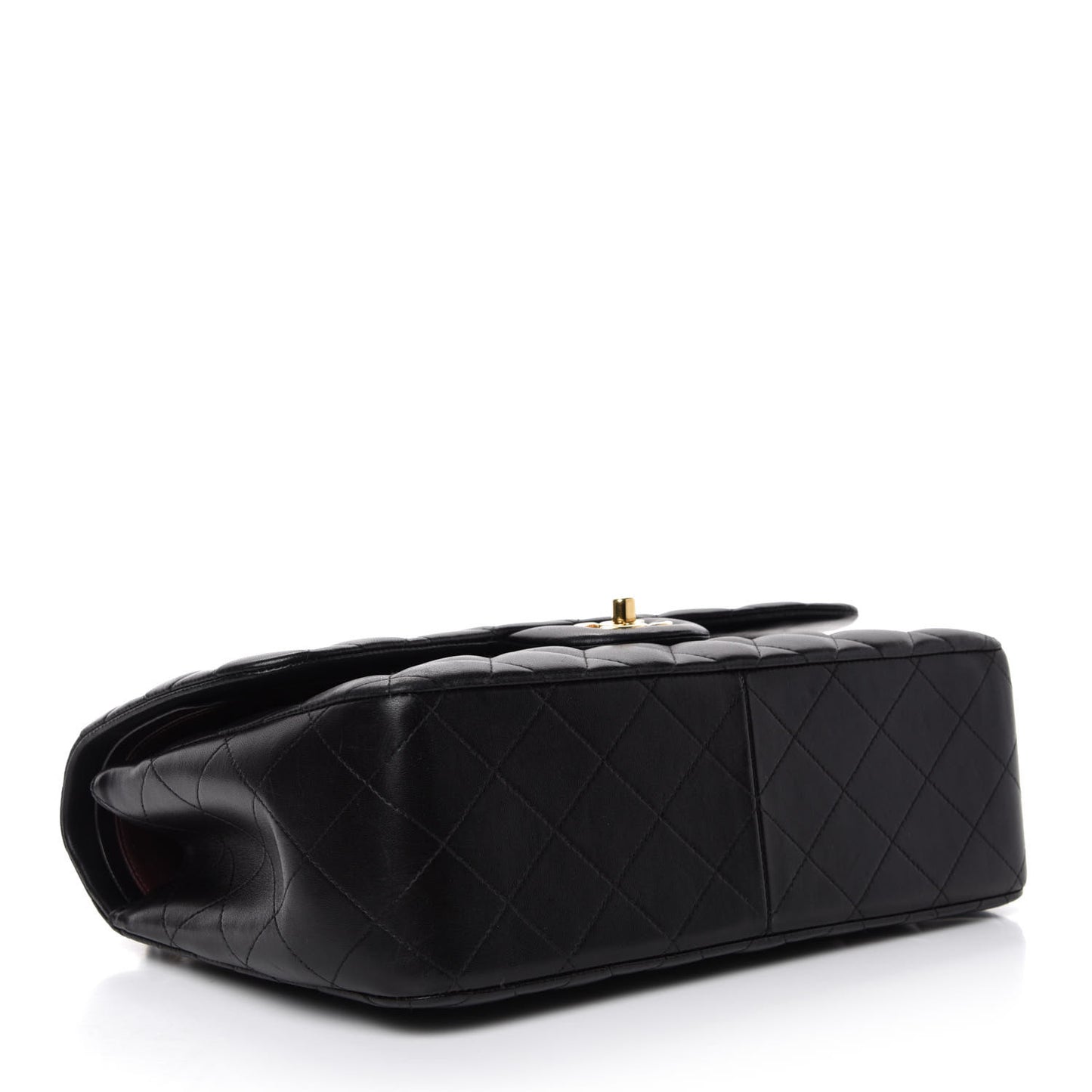 Lambskin Quilted Jumbo Double Flap Black